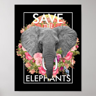 poster av elefant av blommigt
