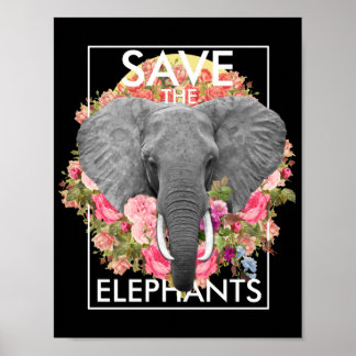 poster av elefant av blommigt
