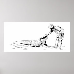 Poster av en Alligator Line Art