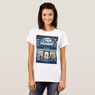 poster av en butik som kallas cybermåndag t shirt