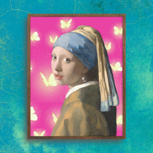 Poster av en flicka med Pearl Earring Altered Art