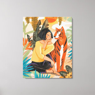 Poster av en flicka med tigerkulör canvastryck