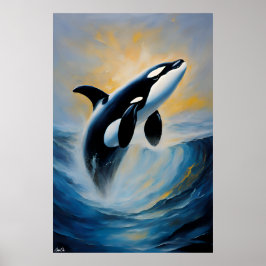 Poster av en Orca i oljemålning stil
