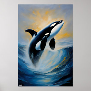 Poster av en Orca i oljemålning stil