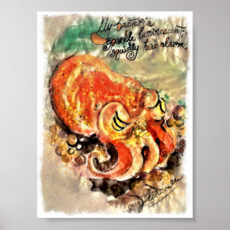 Poster av en penselmålning och bläck av en bläckfi