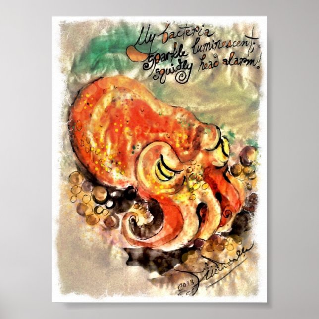 Poster av en penselmålning och bläck av en bläckfi (Framsidan)