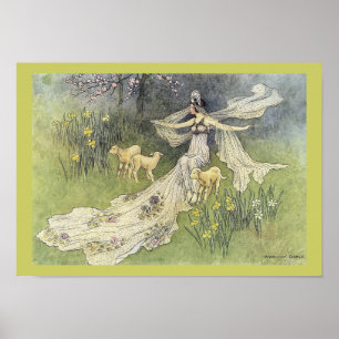 Poster av Fairy Coquette och Lambs av Warwick Gobl