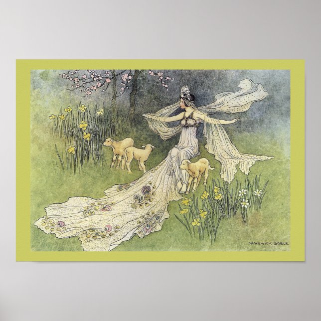 Poster av Fairy Coquette och Lambs av Warwick Gobl (Framsidan)
