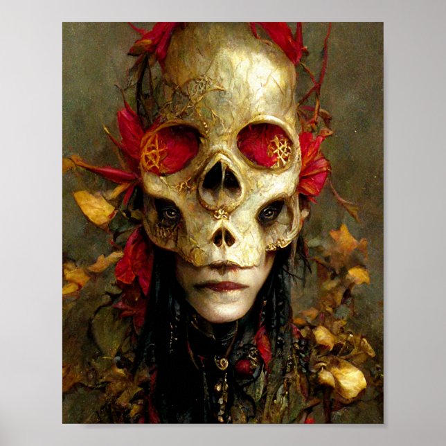 Poster av Fantasy Art-Mörk för skullskapning (Framsidan)