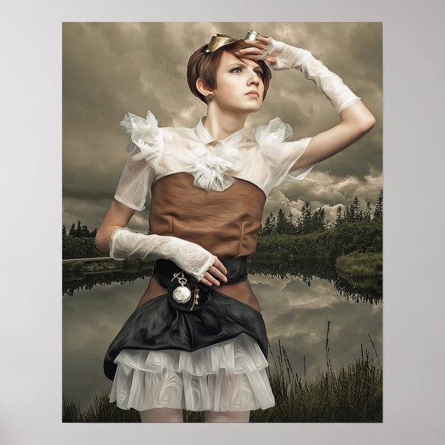 Poster av Fantasy Art Steampunk Woman (Framsidan)
