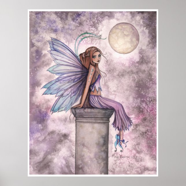 Poster av Fantasy Fairy i Måne med låg hanging (Framsidan)