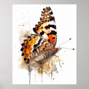 Poster av färgad Dam Butterfly Art-utskrift