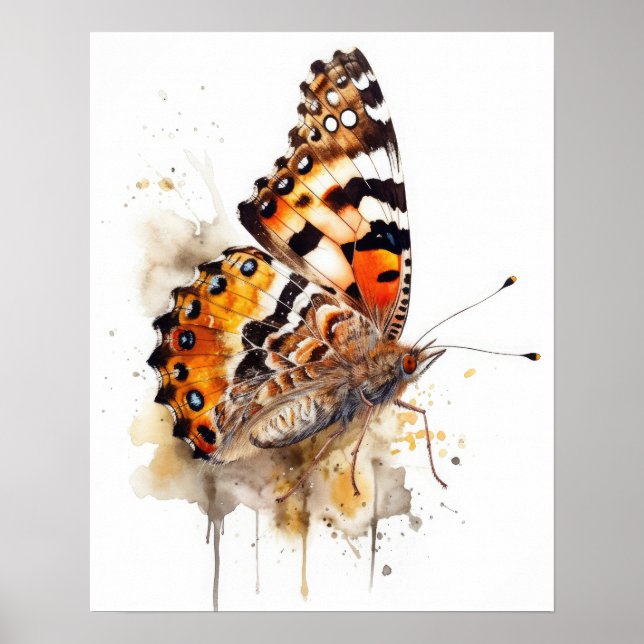 Poster av färgad Dam Butterfly Art-utskrift (Framsidan)