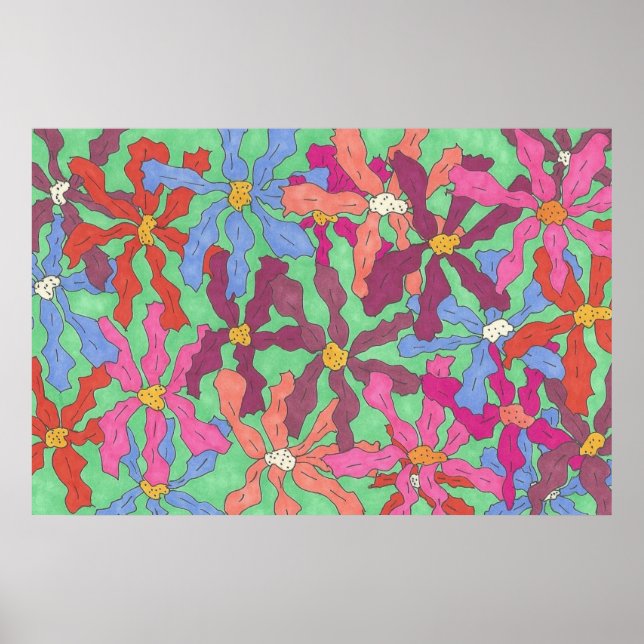 Poster av färgade trädgårdspennor och Bläck Art (Framsidan)