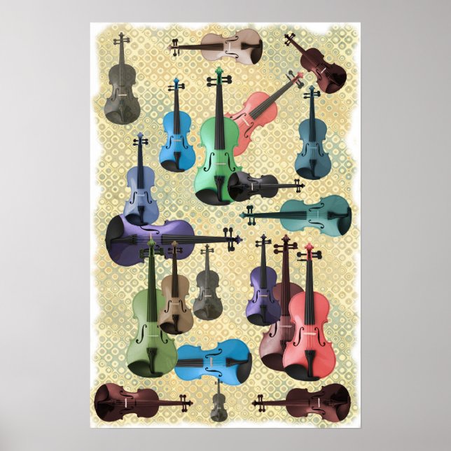 Poster av färgat violin Tapet (Framsidan)