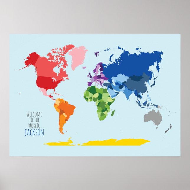 Poster av färgfull World Map-Personlig (Framsidan)