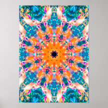 Poster av färglös Psychedelic Dreamy Mandala