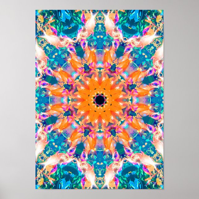 Poster av färglös Psychedelic Dreamy Mandala (Framsidan)