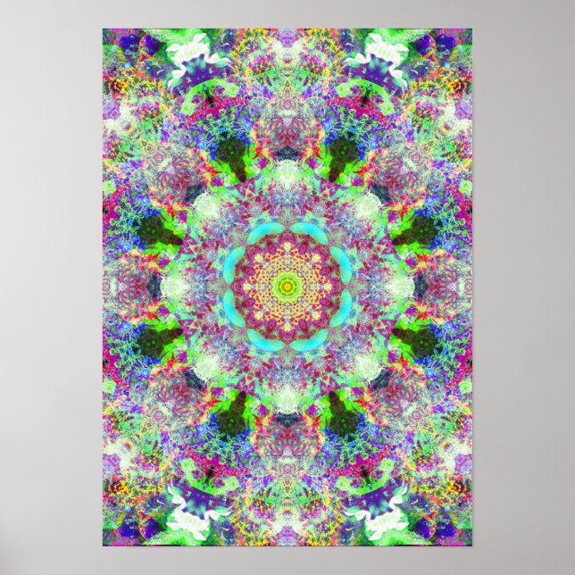Poster av färglös Psychedelic Dreamy Mandala (Framsidan)