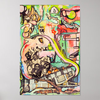 Poster av färglöst Abstrakt Painting Archival Art