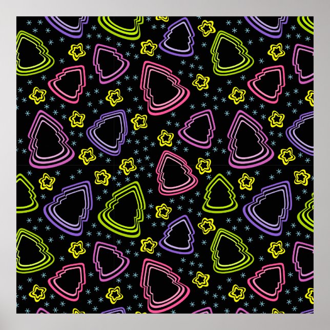 Poster av färglöst Sketchy Julgranar (Framsidan)