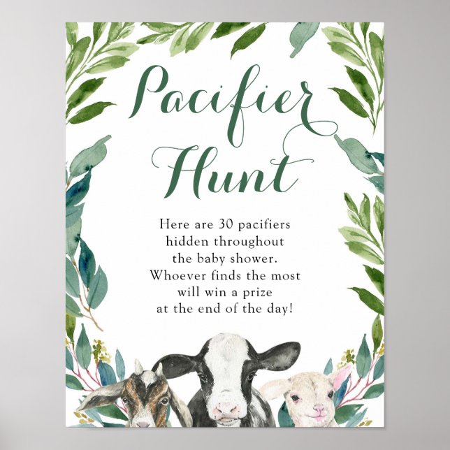 Poster av Farm Animal Greenery Boy Nappar Hunt (Framsidan)