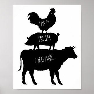 Poster av färsk ekologisk Tupp Gris Cow