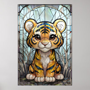 Poster av fastfärgat glas, Unge - Jungle Nursery
