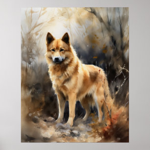 Poster av finska Spitz Hund Art-utskrift