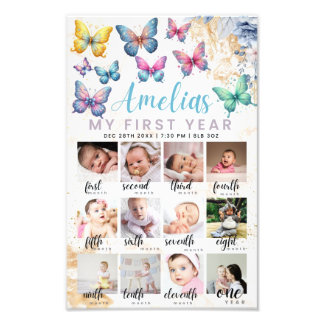 Poster av fjäril 1:a födelsedag Foto