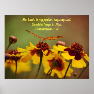 Poster av fjäril Flower Bible Scripture