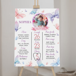 Poster av fjäril första födelsedag Fotomilstone