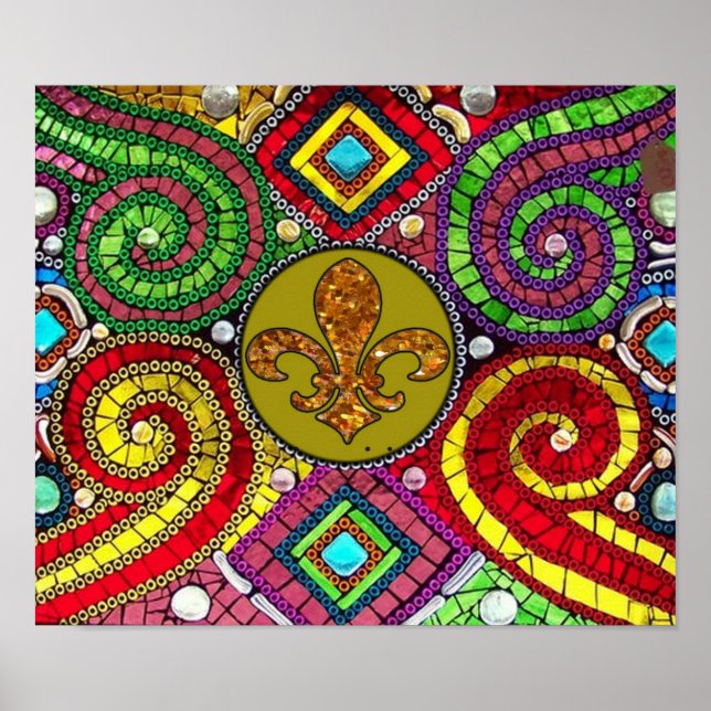 Poster av Fleur De Lis Flor New Orleans (Framsidan)