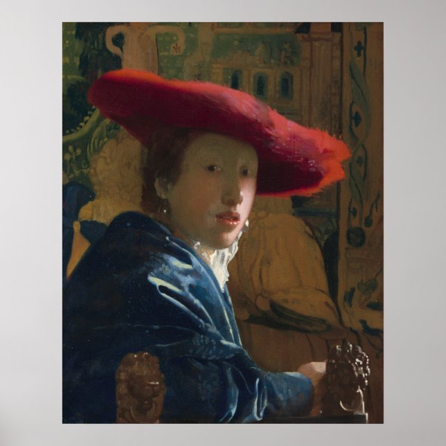 Poster av Flickor och rödhatt - Johannes Vermeer F (Framsidan)
