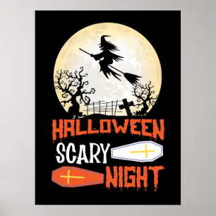 Poster av Flies Witch Spooky Halloween Natt