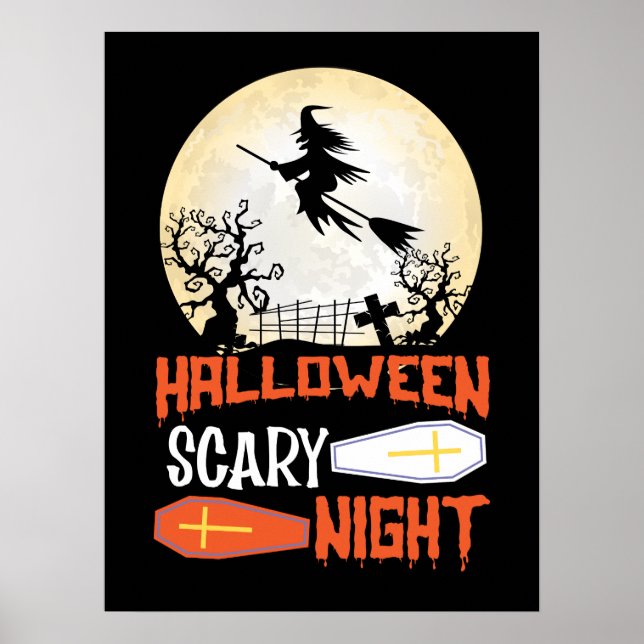 Poster av Flies Witch Spooky Halloween Natt (Framsidan)