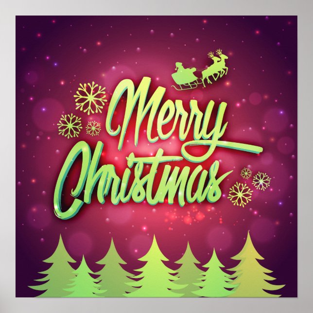 Poster av flygande Santa God jul (Framsidan)