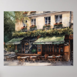 Poster av fransk Cafe-färgning liggande teckningsu