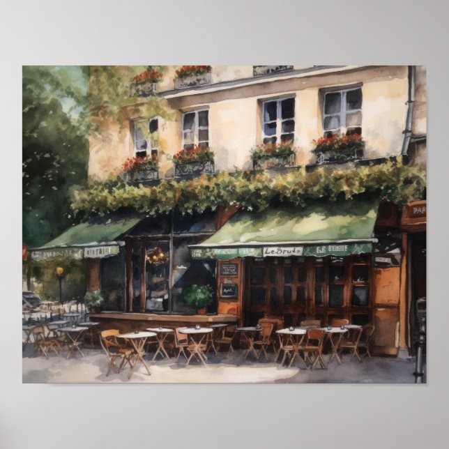 Poster av fransk Cafe-färgning liggande teckningsu (Framsidan)