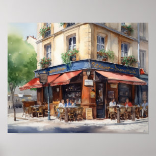 Poster av fransk Cafe-färgning liggande teckningsu
