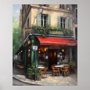 Poster av fransk Cafe-färgning liggande teckningsu