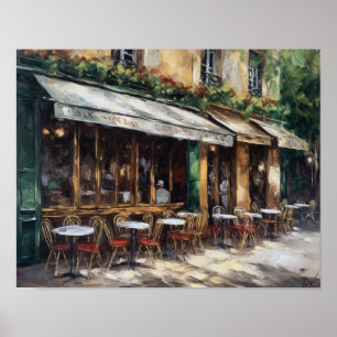 Poster av fransk Cafe-färgning liggande teckningsu