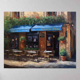 Poster av fransk Cafe-färgning liggande teckningsu