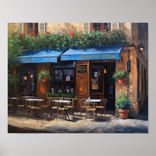 Poster av fransk Cafe-färgning liggande teckningsu (Framsidan)