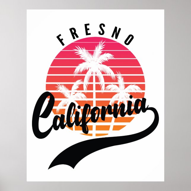 Poster av Fresno Retro Sunset (Framsidan)