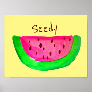 Poster av frukten Seedy Watermelon frukt pun Pop A