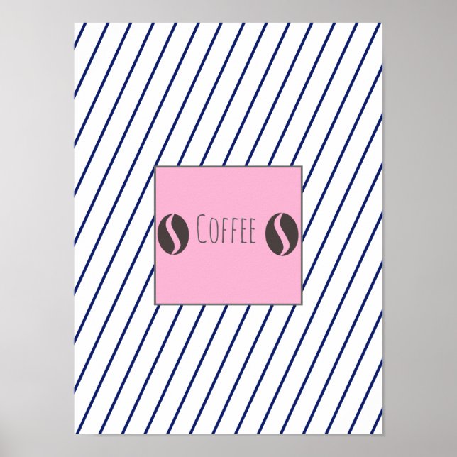 Poster av funky kaffebönor plätera blått Rand (Framsidan)