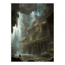 Poster av gammal och övergiven översvämningsstad