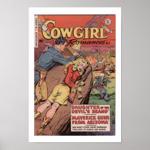 Poster av gammala västern Cowgirl Romamce and Art 