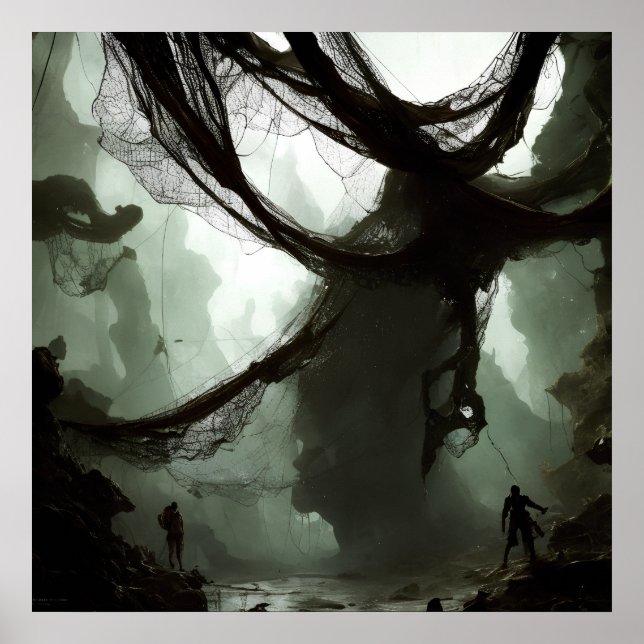 Poster av Giant Spider Entanglement Fantasy Art (Framsidan)